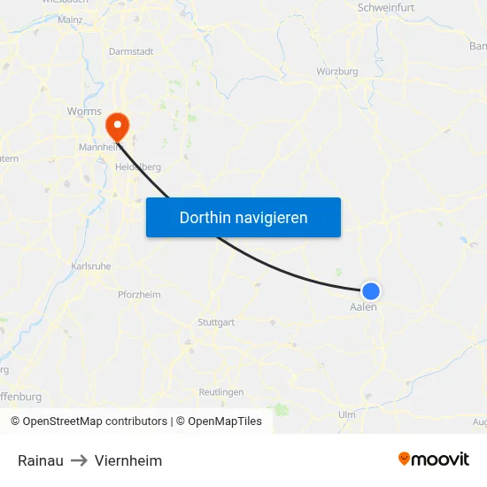 Rainau to Viernheim map