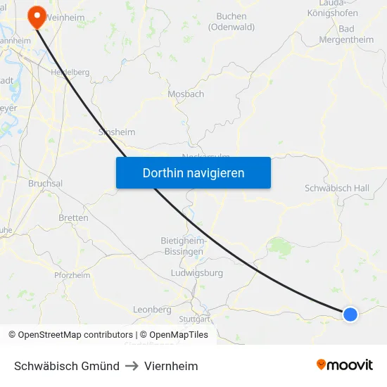 Schwäbisch Gmünd to Viernheim map