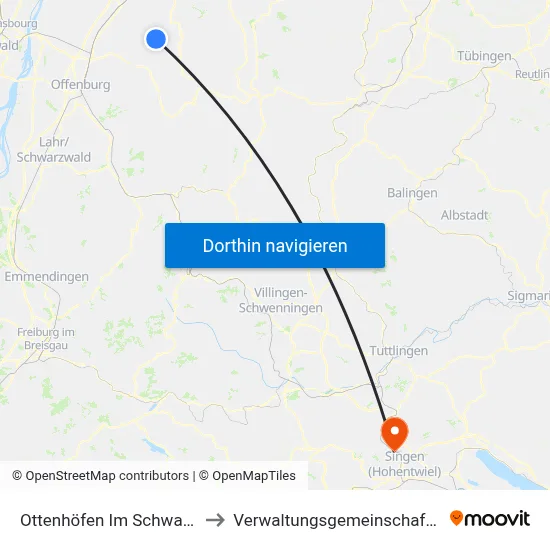 Ottenhöfen Im Schwarzwald to Verwaltungsgemeinschaft Engen map