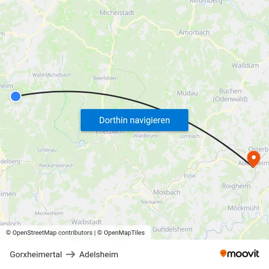 Gorxheimertal to Adelsheim map