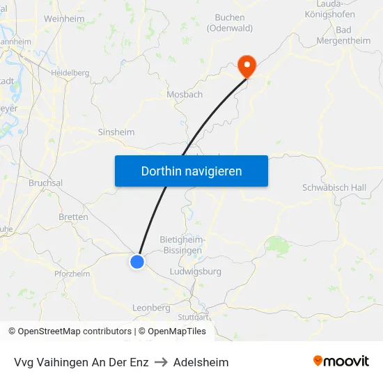 Vvg Vaihingen An Der Enz to Adelsheim map