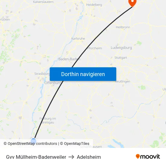 Gvv Müllheim-Badenweiler to Adelsheim map