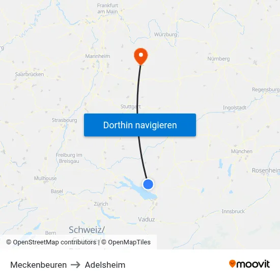 Meckenbeuren to Adelsheim map