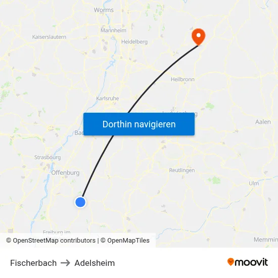 Fischerbach to Adelsheim map