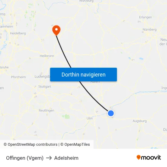 Offingen (Vgem) to Adelsheim map