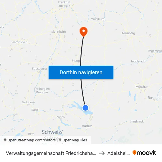 Verwaltungsgemeinschaft Friedrichshafen to Adelsheim map
