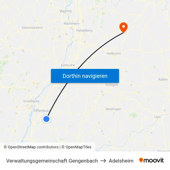 Verwaltungsgemeinschaft Gengenbach to Adelsheim map