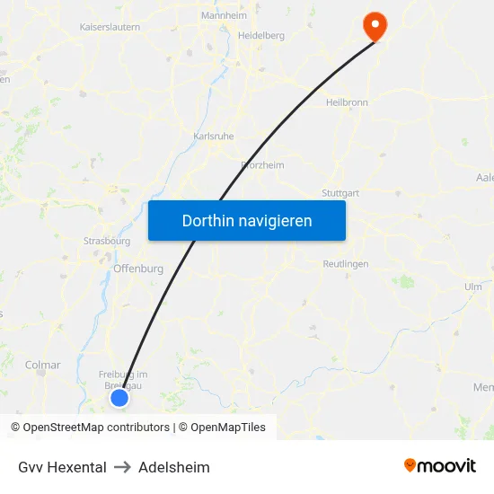 Gvv Hexental to Adelsheim map