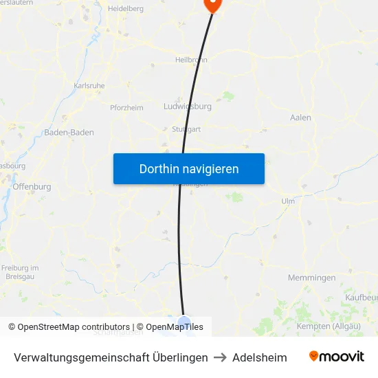Verwaltungsgemeinschaft Überlingen to Adelsheim map
