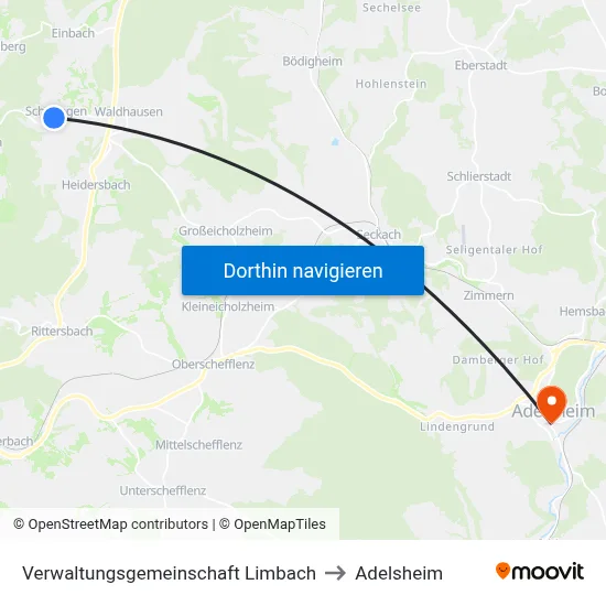 Verwaltungsgemeinschaft Limbach to Adelsheim map