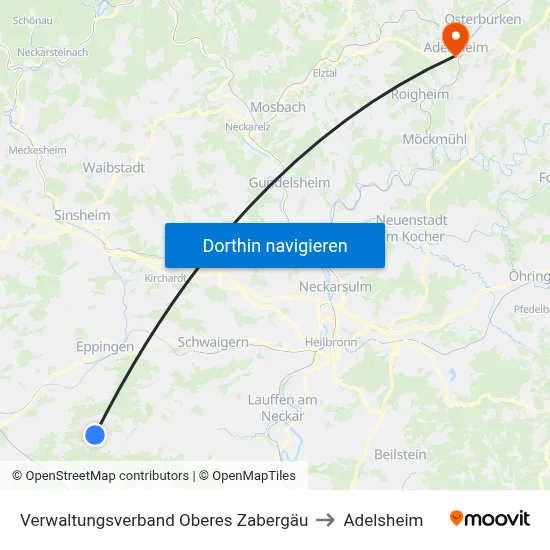 Verwaltungsverband Oberes Zabergäu to Adelsheim map