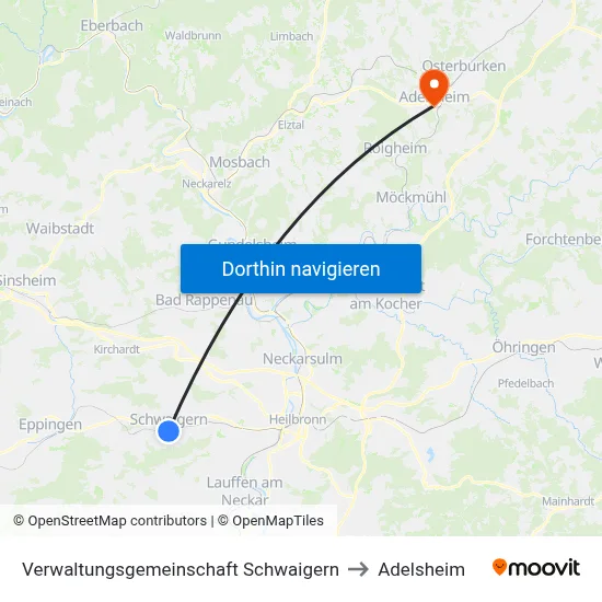 Verwaltungsgemeinschaft Schwaigern to Adelsheim map