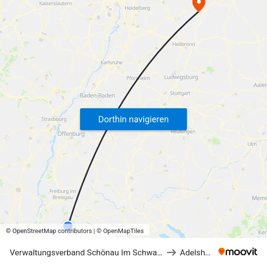 Verwaltungsverband Schönau Im Schwarzwald to Adelsheim map