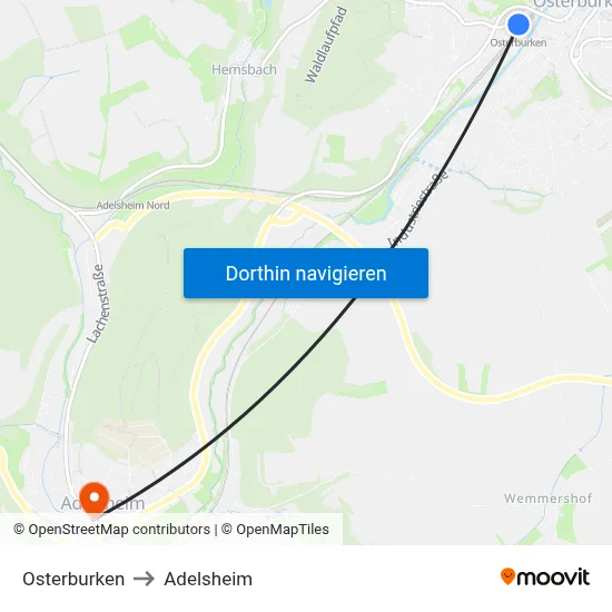Osterburken to Adelsheim map