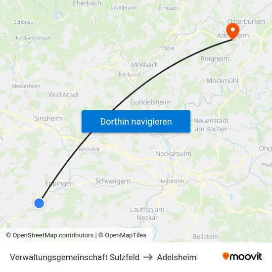 Verwaltungsgemeinschaft Sulzfeld to Adelsheim map