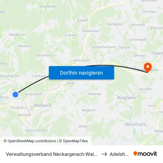 Verwaltungsverband Neckargerach-Waldbrunn to Adelsheim map