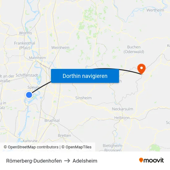 Römerberg-Dudenhofen to Adelsheim map