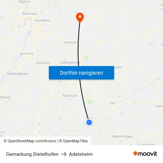 Gemarkung Dietelhofen to Adelsheim map
