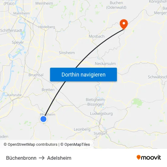 Büchenbronn to Adelsheim map