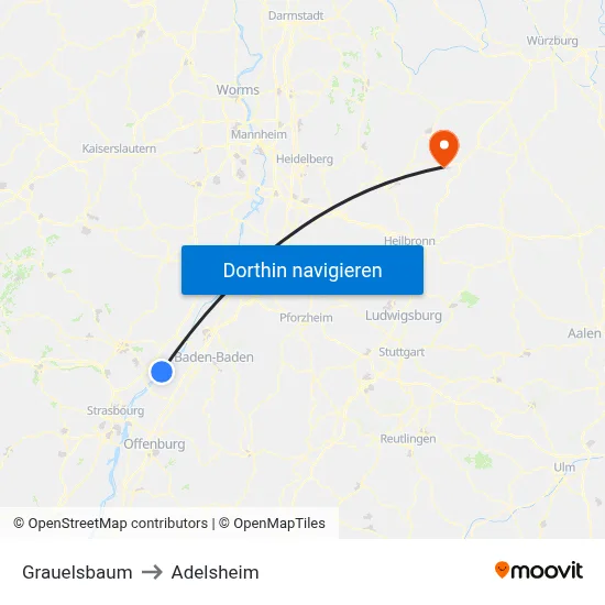 Grauelsbaum to Adelsheim map