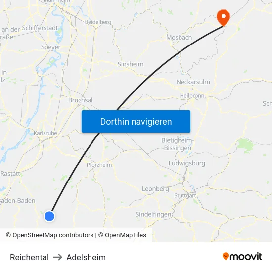 Reichental to Adelsheim map
