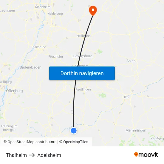 Thalheim to Adelsheim map