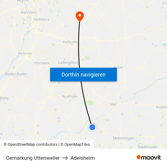 Gemarkung Uttenweiler to Adelsheim map