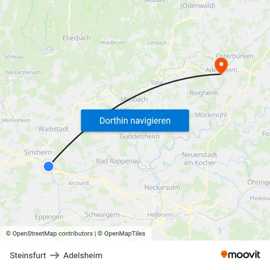 Steinsfurt to Adelsheim map