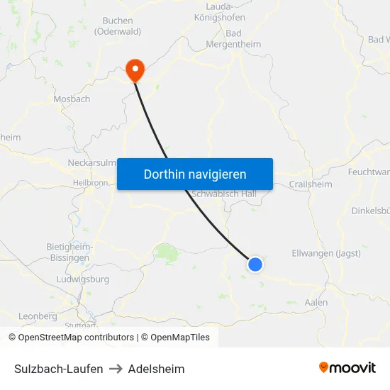 Sulzbach-Laufen to Adelsheim map