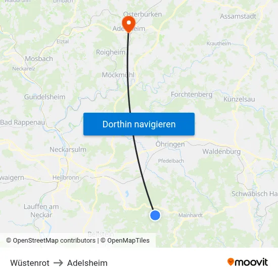 Wüstenrot to Adelsheim map