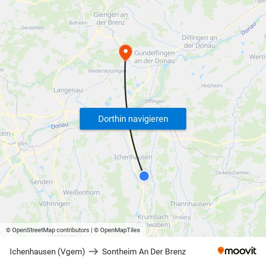 Ichenhausen (Vgem) to Sontheim An Der Brenz map