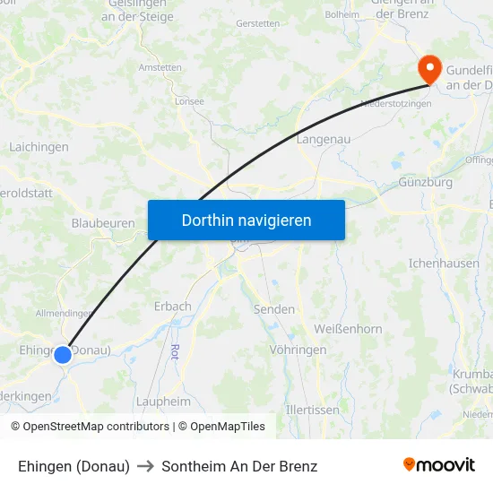 Ehingen (Donau) to Sontheim An Der Brenz map
