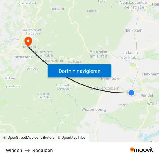 Winden to Rodalben map