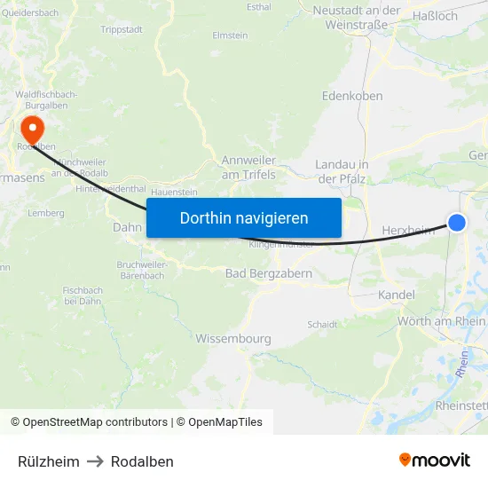 Rülzheim to Rodalben map