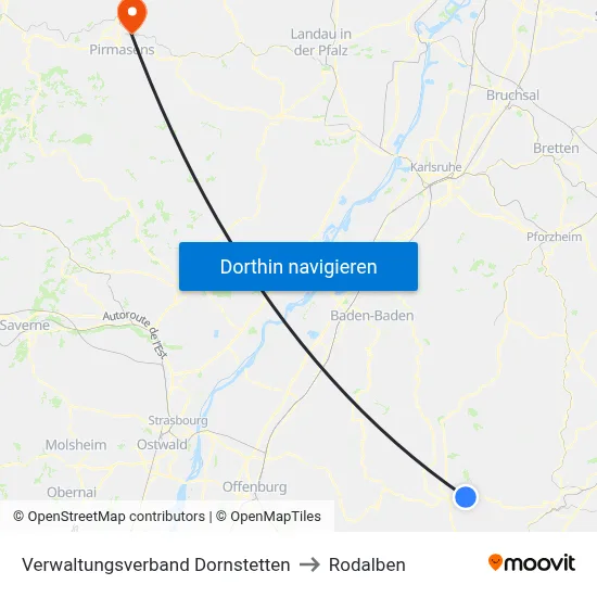 Verwaltungsverband Dornstetten to Rodalben map