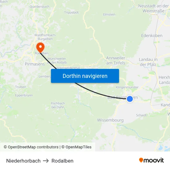 Niederhorbach to Rodalben map