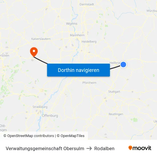 Verwaltungsgemeinschaft Obersulm to Rodalben map