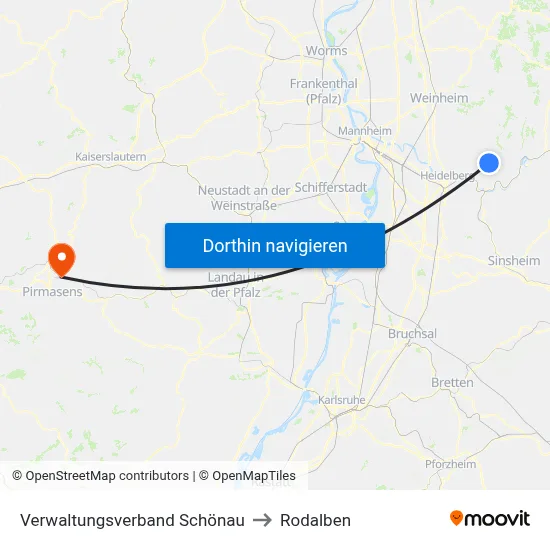 Verwaltungsverband Schönau to Rodalben map