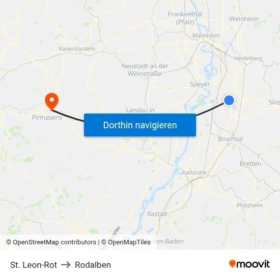 St. Leon-Rot to Rodalben map