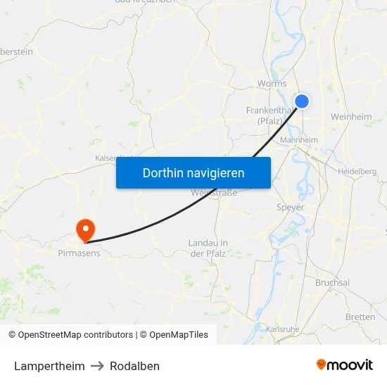 Lampertheim to Rodalben map