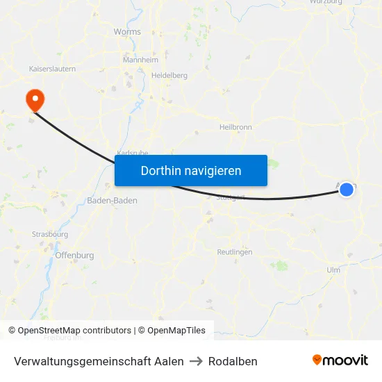 Verwaltungsgemeinschaft Aalen to Rodalben map