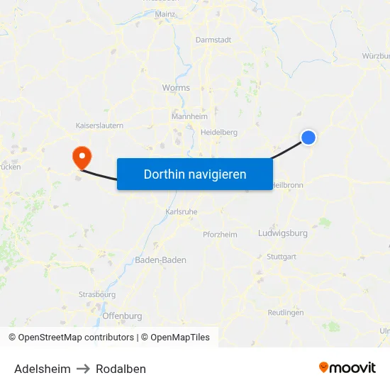 Adelsheim to Rodalben map