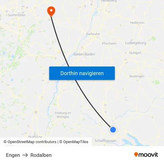 Engen to Rodalben map