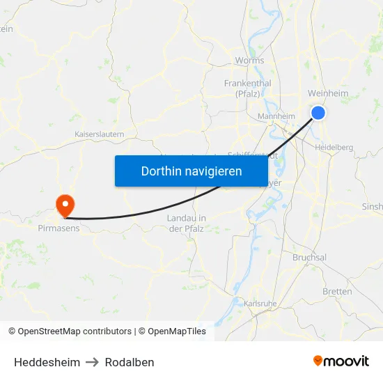 Heddesheim to Rodalben map