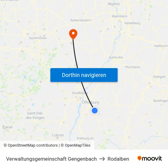 Verwaltungsgemeinschaft Gengenbach to Rodalben map