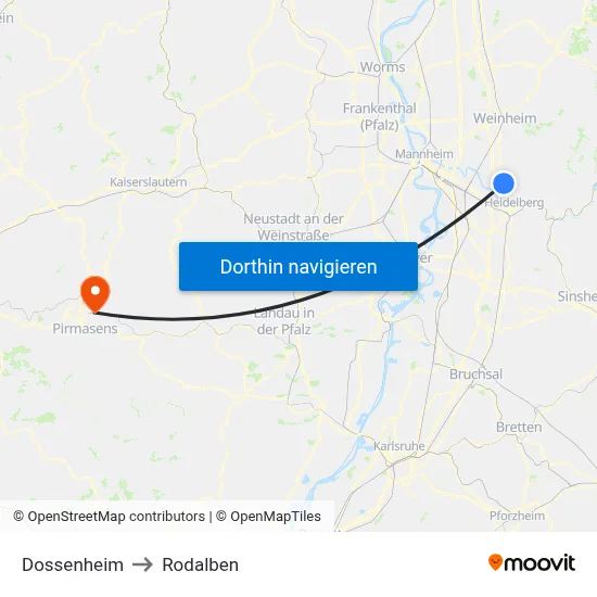 Dossenheim to Rodalben map