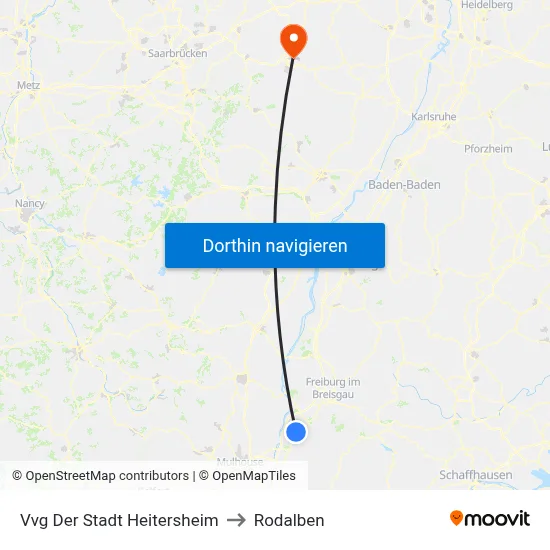 Vvg Der Stadt Heitersheim to Rodalben map