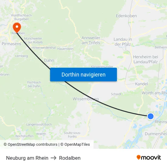 Neuburg am Rhein to Rodalben map