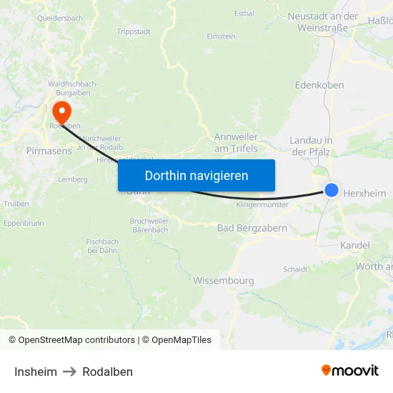 Insheim to Rodalben map