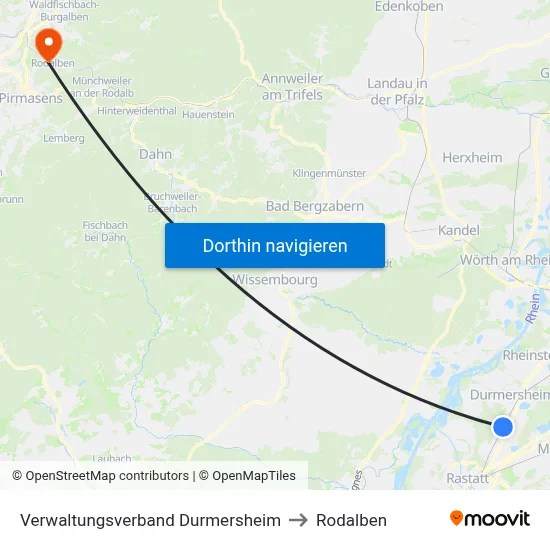 Verwaltungsverband Durmersheim to Rodalben map
